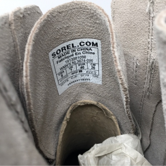 🔴 SOLD Sorel Joan Of Arctic Wedge II Waterproof Suede Perforated Gray Boots 9M - Picture 9 of 11